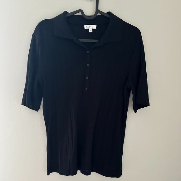 Black collared short sleeves tshirt, Size M - Picture 1 of 2